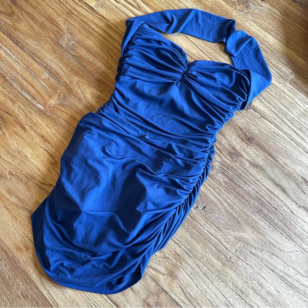 Norma Kamali Women’s Bill Navy Ruched Sweetheart Pinup SwimSuit Bathing Suit XS